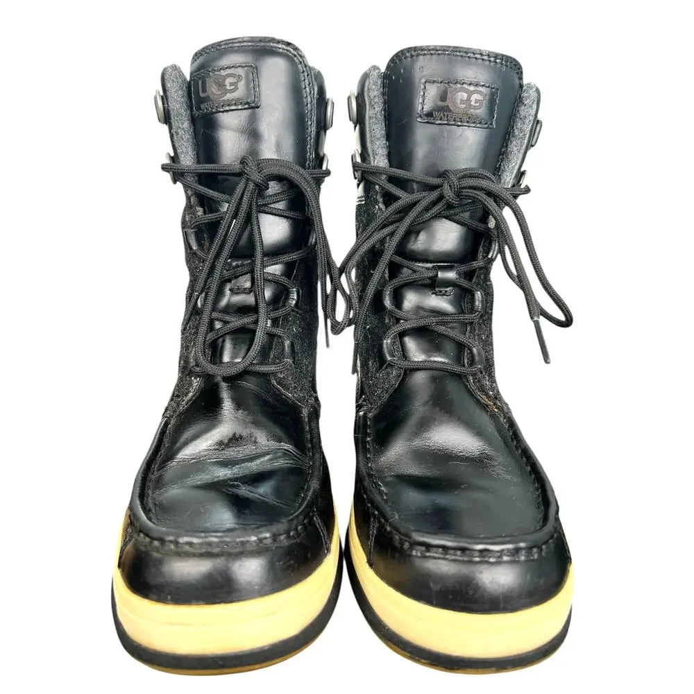 UGG Men’s Ory Black Leather Waterproof Winter Boot Size US 7.5